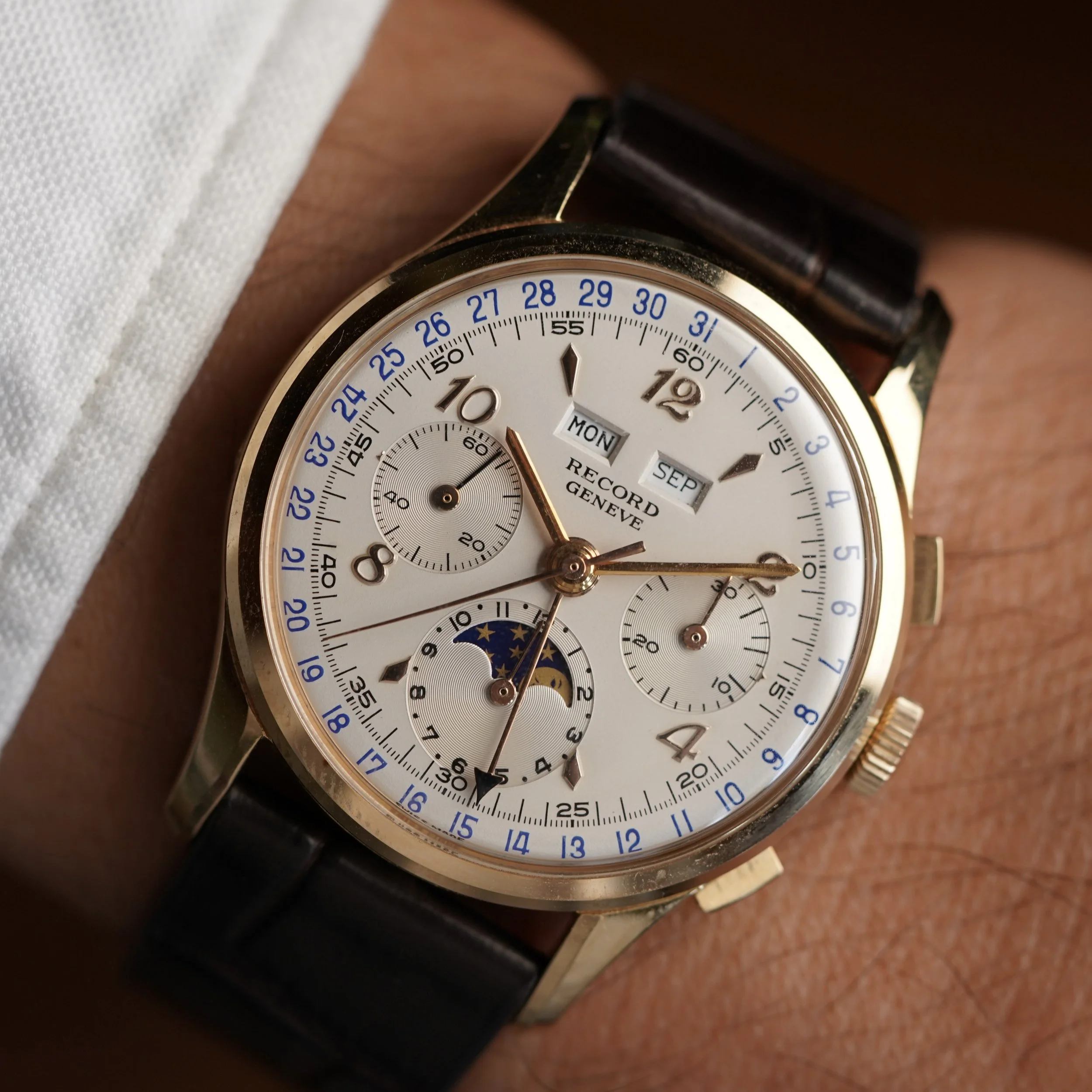 コレクション RECORD WATCH GENEVE Rare Swiss Record Watch Co Geneve Datofix Triple Date